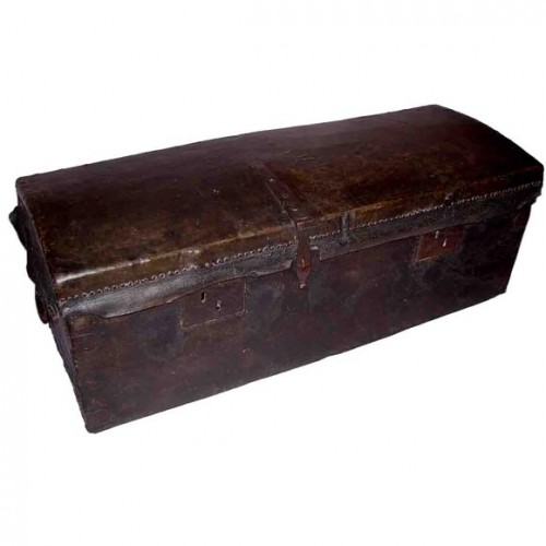 17th Century Leather Travelling Trunk
