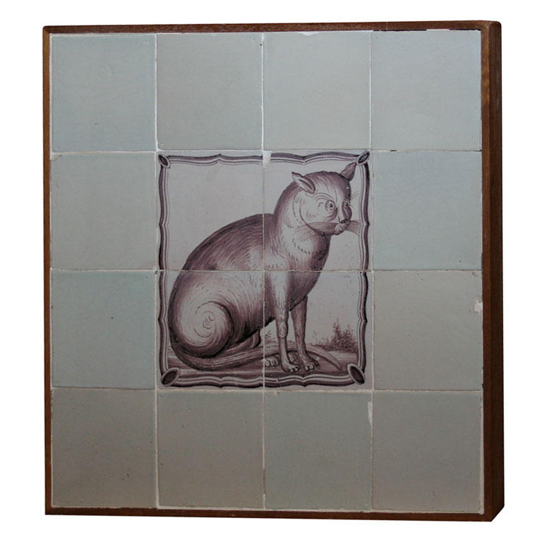 18th century Delft Tile Cat