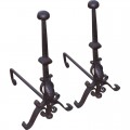 19th c. English Knob Finial Scrollwork Andirons