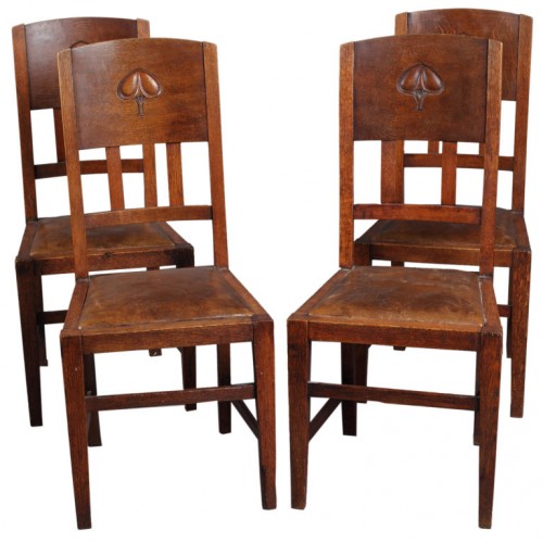 Set of Four English Arts and Crafts Chairs