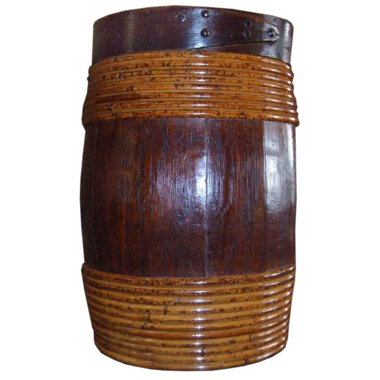 Swedish 19th c. Overscale Oak and Willow-Banded Barrel