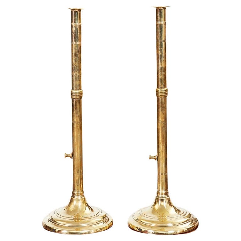Tall Brass Adjustable Candlesticks – Yew Tree House